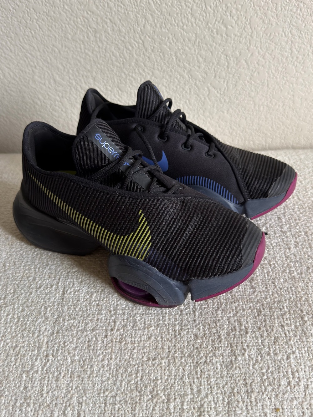 Nike SuperRep Black Workout Shoes with Yellow Swoosh